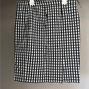 J. Crew Black and White Pleated Pencil Skirt